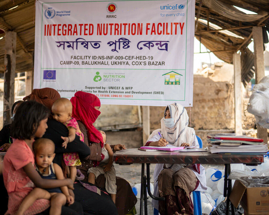 国連WFPとUNICEFが設置した臨時栄養センター。