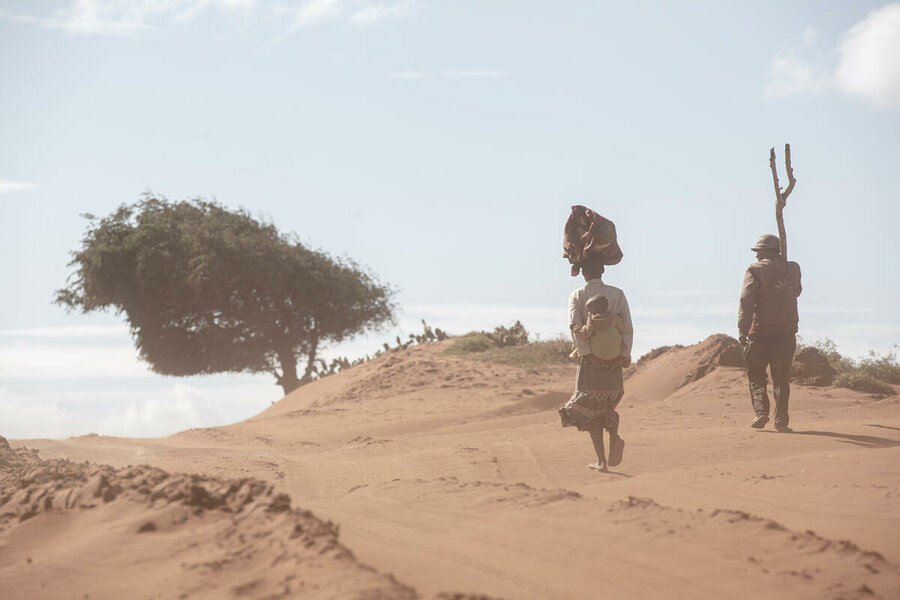 People walking on very dry land