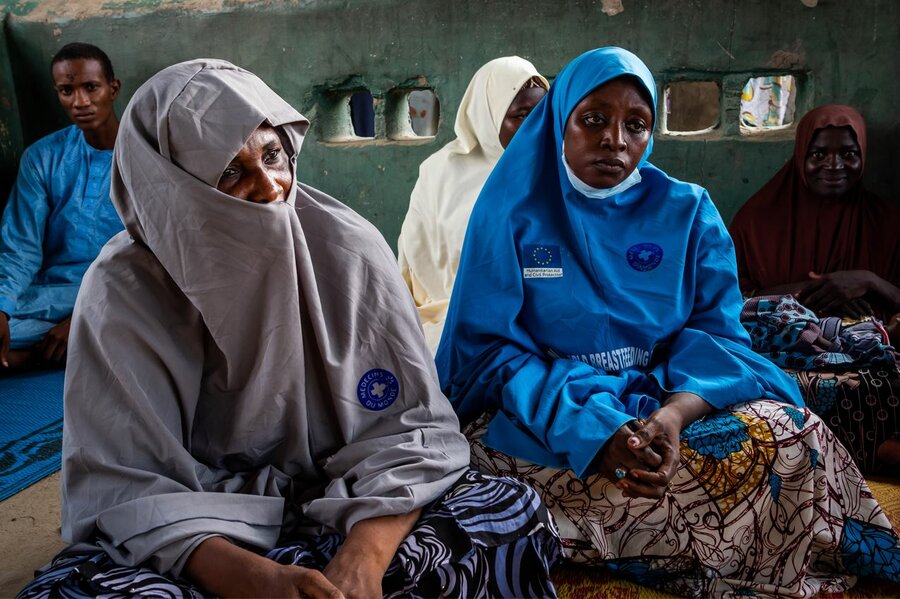 ナイジェリア：8月、国連WFPが支援をしている、マイドゥグリにある国内避難民のためのエル・ミスキン・キャンプの女性リーダーたち