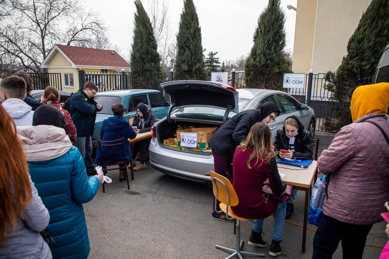 A food distribution in Dnipro