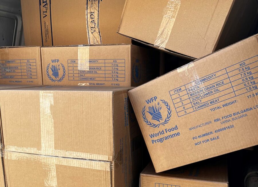 Boxes from WFP in Poltova