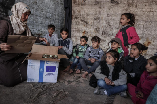 パレスチナ・ガザ地区での食料支援 ©WFP/Ali Jadallah