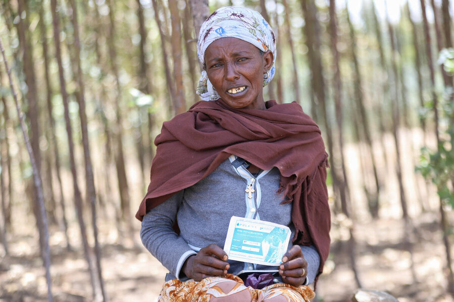 Farmer Zeleka Mekonen is part of her village savings group which plows investments into resilience-building activities. Photo: WFP/Michael Tewelde